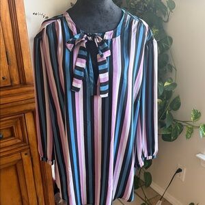 Torrid Striped Blouse with Bow Accent